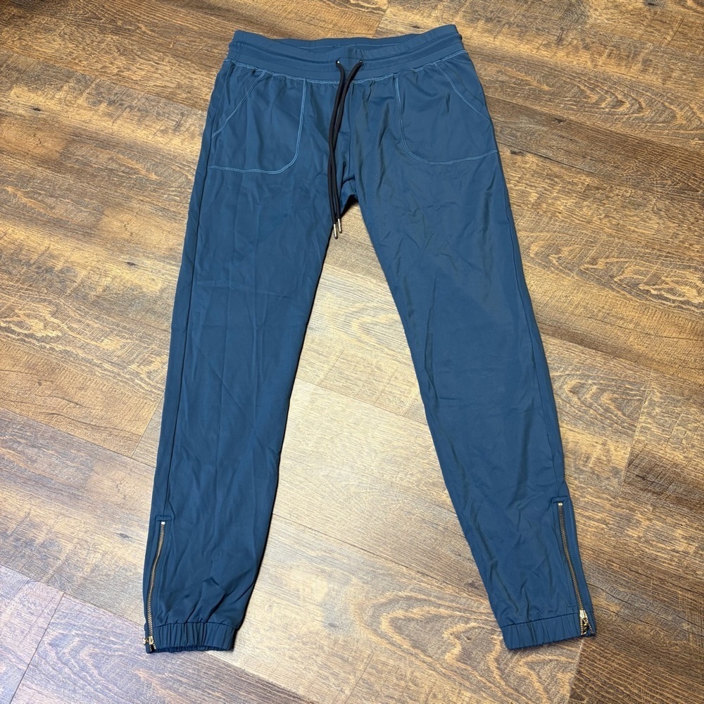ZYIA Active Joggers Pants Womens Small Teal Blue Drawstring Ankle Zips Nylon